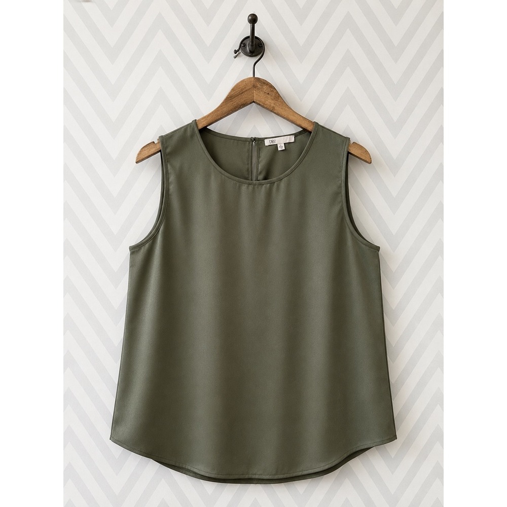 DR2 Sleeveless Blouse Olive Green Keyhole Back Size XL